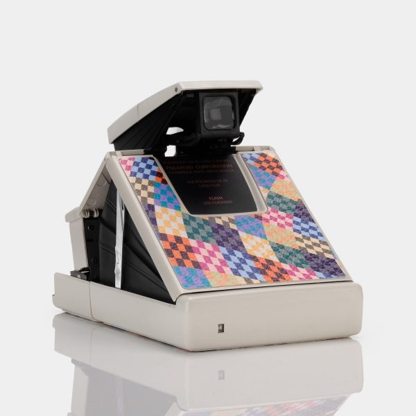 Polaroid SX-70 Model 2 Patchwork Wave Check White Folding Instant Film Camera Hot on Sale - Image 3