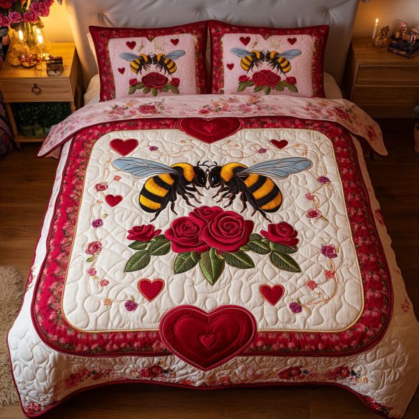 Personalized Gifts For Bee Lovers Quilt Bed Set Cute Bee Couple Online Hot Sale